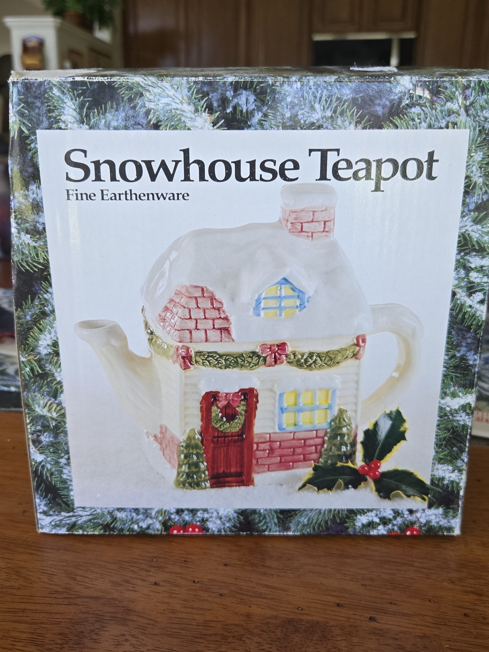 Snowhouse Teapot Fine Earthenware Cottage Tea Pot Holiday Decor